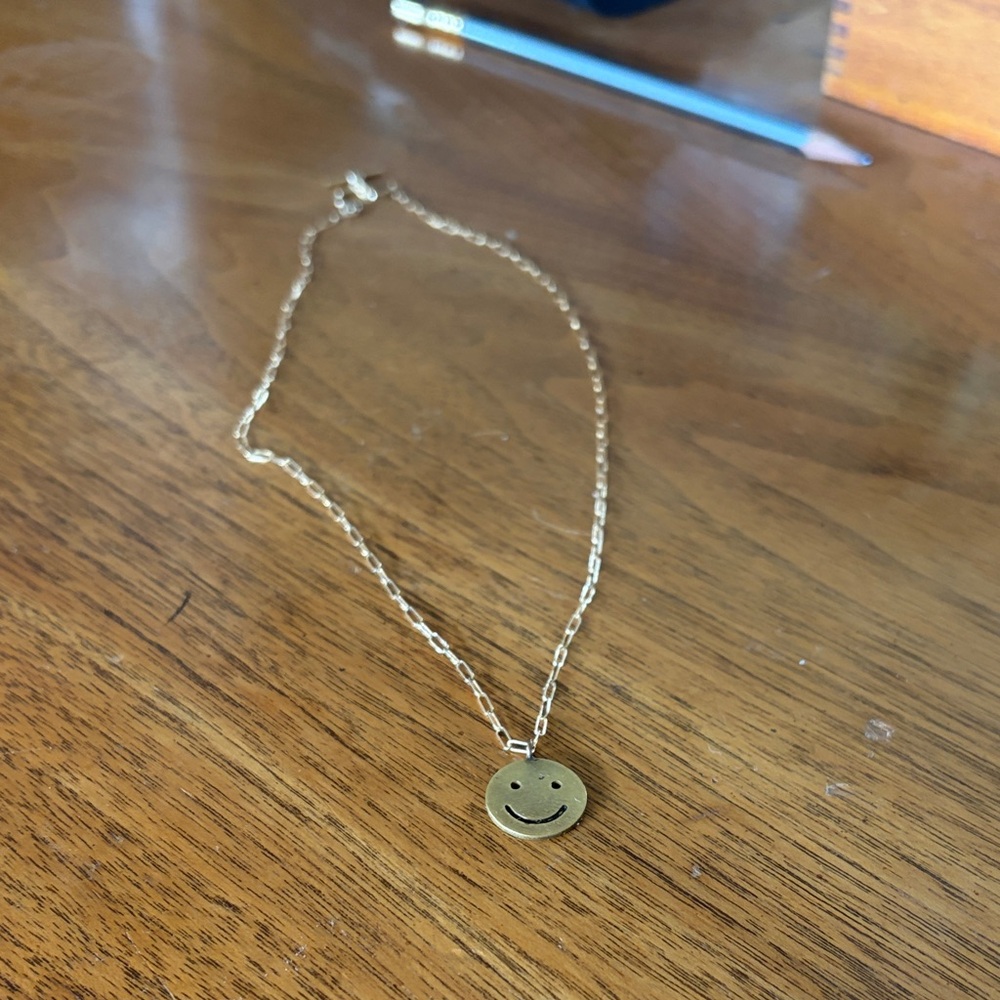 Hey Murphy Gold Brass Smiley Necklace
